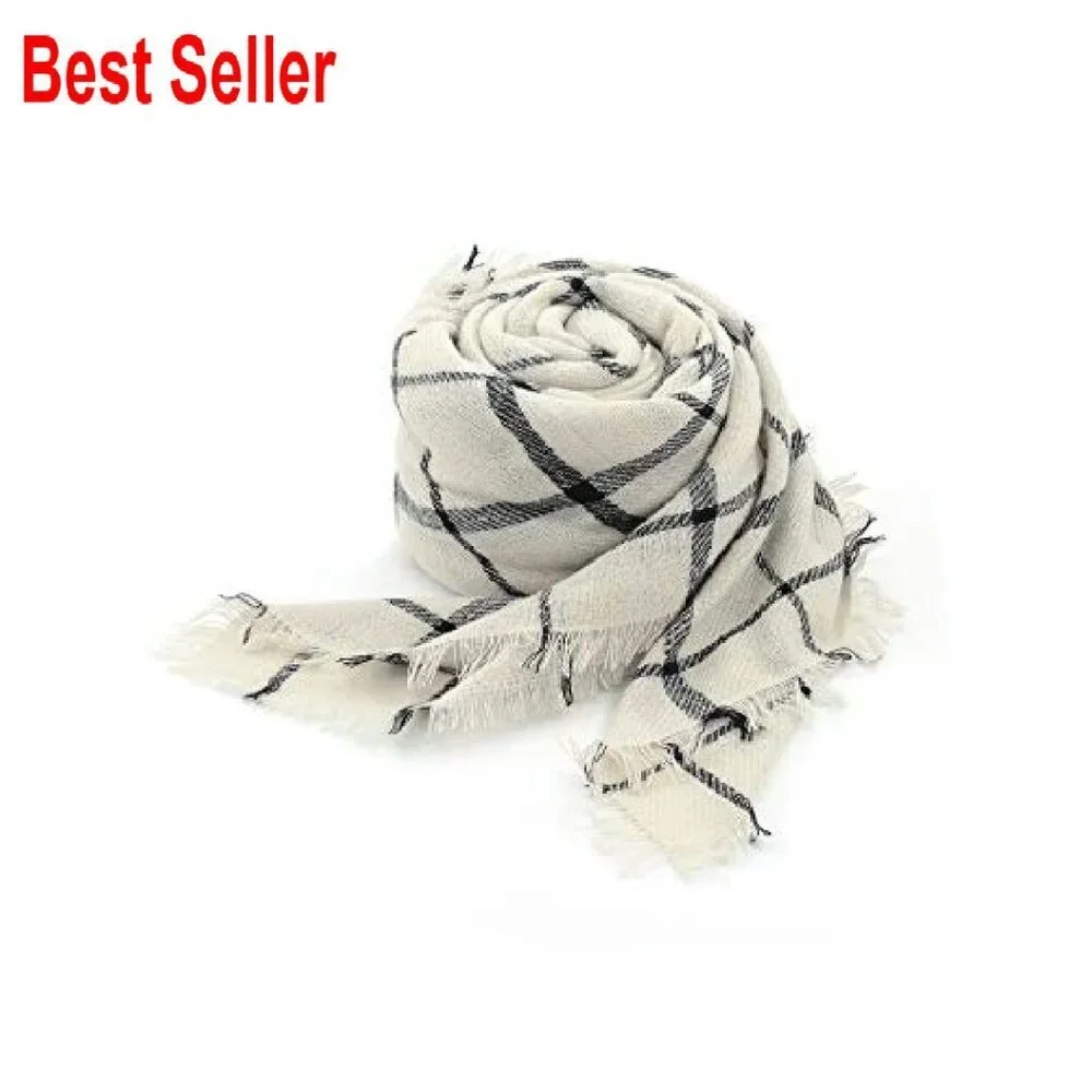Oversized Plaid Blanket Scarf Cashmere-Like Acrylic Wrap Shawl Chic